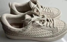 Dolce Vita Women  s Nicona Platform Woven Sneakers Sandstone Knit Rt 8.5 Left 7