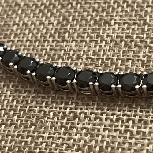 Sterling Silver 925 Black Tourmaline Gemstone Tennis Necklace 5mm 18.5” 39.4Gr - Picture 12 of 15