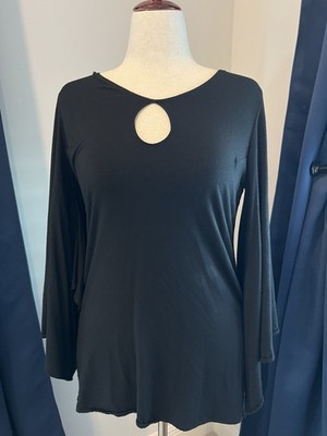 DE SENTINO Black Women Small VNTG Top Belle Long Sleeves Whimsical Gothic Luxury