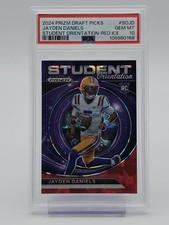 JAYDEN DANIELS 2024 PRIZM DRAFT PICKS STUDENT ORIENTATION RED ICE PSA 10 Q4444