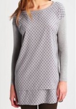 lauren ralph lauren Cotton Gray Geo Printed Long Sleeve Knit Tunic dress Sz M