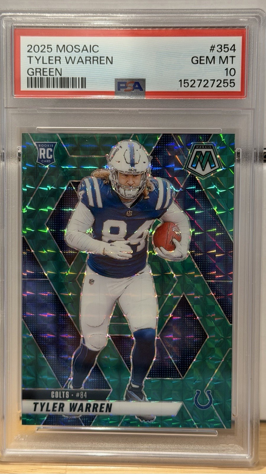 2025 TYLER WARREN Green Panini Mosaic ROOKIE Card #354 PSA Gem Mint 10 🔥 Colts
