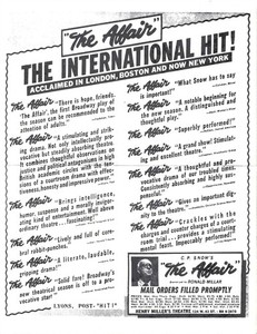 The Affair Herald Flyer Ad, Brenda Vaccaro, Donald Moffat, C. Hewett, NYC, 1962