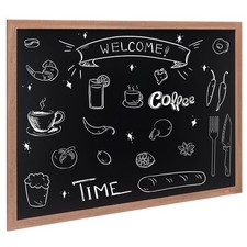 Magnetic Chalkboard 46x35in Rustic Brown Framed Versatile Message Board