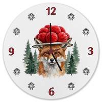 Rotfuchs Mit Bollenhut Wanduhr Aus MDF Schwarzwald Motiv