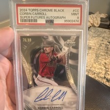 Topps 2024 Chrome Black Corbin Carroll Super Futures Auto Gold /99 PSA 9