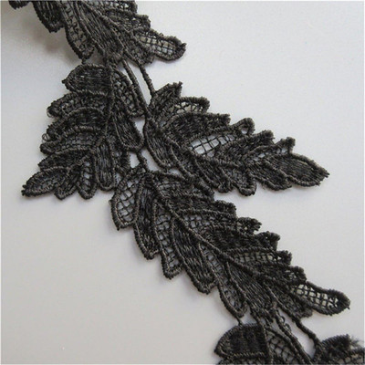 5 Yard Feather Leaf Lace Edge Trim Ribbon 4'' Wide Vintage Style Edging Trimming