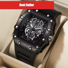 Reloj pulsera deportivo WLISTH cuadrado de cuarzo impermeable luminoso esfera grande para hombre