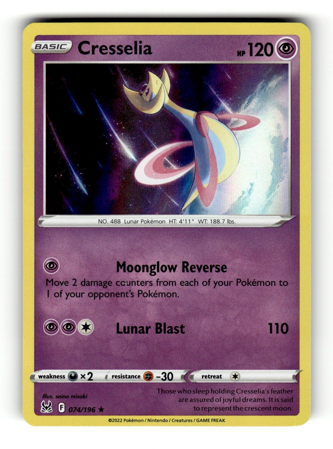Cresselia 074/196 Rare Lost Origin Pokemon Holo