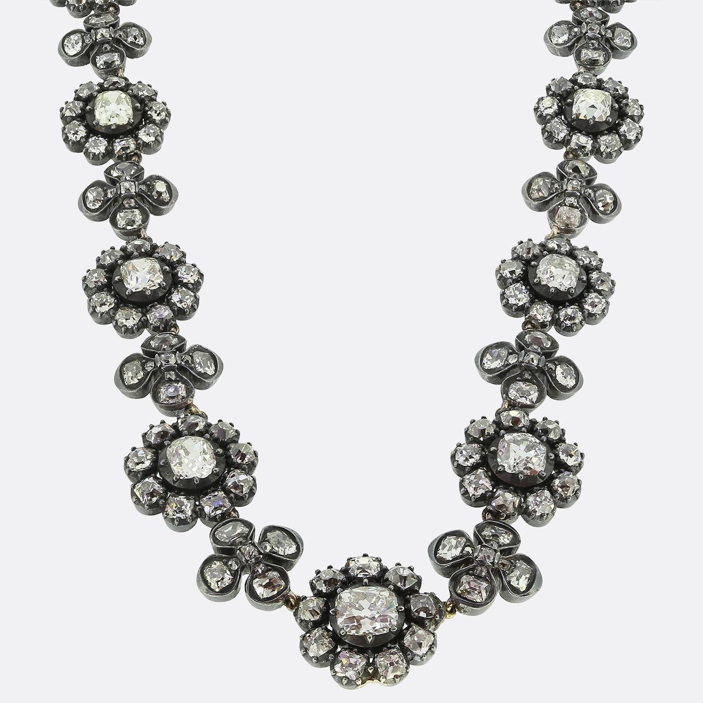Antique 24.00 Carat Diamond Pansy Necklace