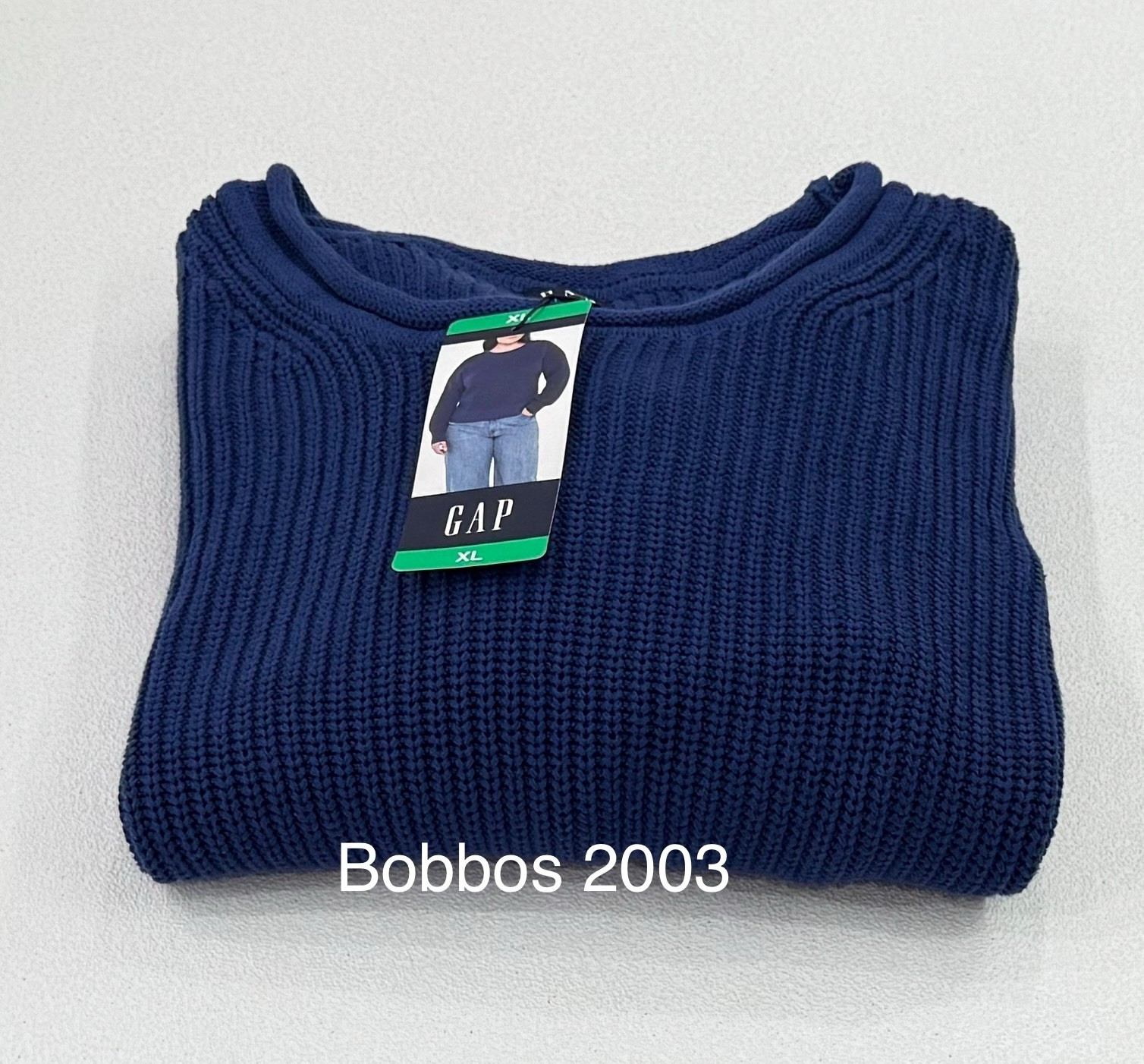 Gap Women's Crewneck Roll Neck Cotton Soft Sweater, Blue, Size XL