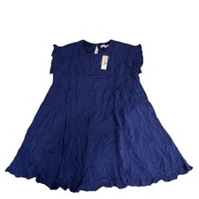 Francescaâs Womens XS Navy Blue A-line Ruffle Dress