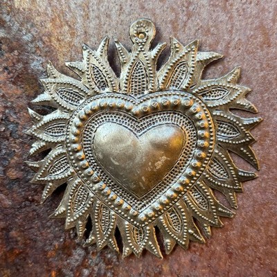 Handcrafted Haitian Metal Sacred Heart Wall Art Recycled Steel Fair Trade 4x4