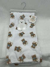 Teddy Bear Baby Blanket Blue Bow Tie Plush Lovey Security Unisex Baby Gift NEW
