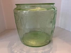 Vtg Uranium Green Depression Glass Cookie Biscuit Jar Anchor Hocking NO Lid 5.5”