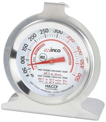 Winco 2-Inch Dial Oven Thermometer with Hook and Temperature Gauge