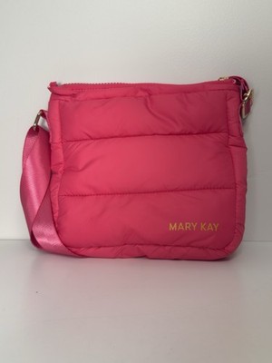 Mary Kay Women s Pink Quilted Crossbody Bag, Gold Hardware, Zip, Lined