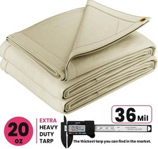 Protarp Heavy Duty Canvas Tarp Water & Uv Resistant, 100% Virgin Tarpaulin Cover
