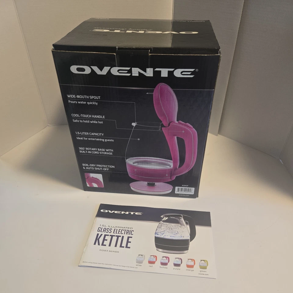 Hervidor de agua eléctrico portátil de vidrio Ovente con filtro 1,5 L KG83F PROBADO  Foto 2 de 4