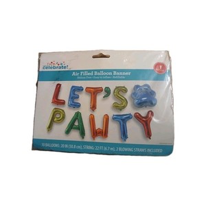Way to Celebrate Party "LET'S PAWTY" 10 Balloons Banner Multi Colors 20 IN
