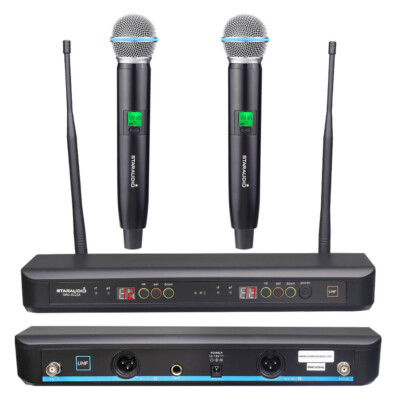 2 Channel Wireless Microphone System UHF Handheld Karaoke Microphone Audio Mics