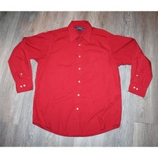 Mens Dress Shirt Size 15-16 32/33 Solid Red Long Sleeve Croft  Barrow Button Up