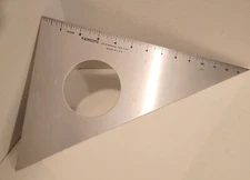 Fairgate 14" 30/60/90 Aluminum Triangle Rule With 1 Circle  228-T