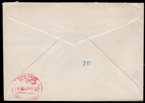 657 BRAZIL TO CHILE REGISTERED AIR MAIL COVER 1974 SOCCER WC BELO HORIZONTE, MG - Picture 2 of 2