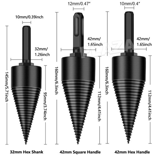 Twist Firewood Drill Bits Wood Splitter Steel Splitting Cone Driver High Speed - Picture 5 of 12
