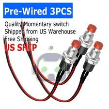 3 PCS Red Micro Lockless Momentary On/Off Push Button 12V 5A Switch Tact