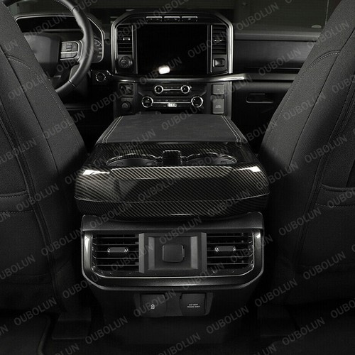 2pcs Carbon Inner Rear Cup Holder Trim Cover Panel Kit For Ford F-150 2021-2024 - Picture 5 of 12
