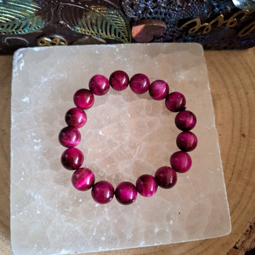 Pink Tigers eye Bracelet crystal healing Gift For Her Heart Chakra Jewellery - Picture 4 of 9