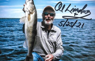 Al Lindner signed-auto 4x6 photo Fishing Legend Bass Fishing HOF RARE COA LOOK!