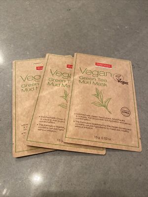 3 Pk Purederm Vegan Green Tea Mud Mask 15g each | New W/ Fast Ship!
