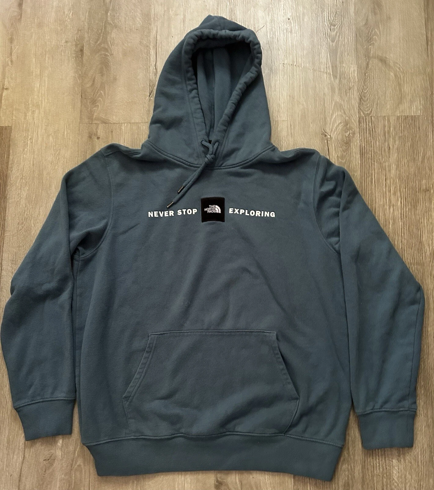The North Face Never Stop Exploring Pullover Hoodie Women LRG Teal Logo Pocket