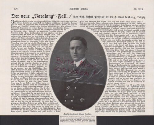 1916, Bilddokument Bildnis Kapitänleutnant Claus Hansen WW1 - Bild 1 von 1