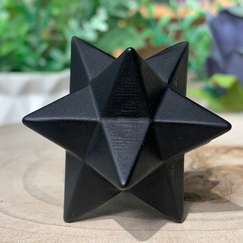 Piedra de obsidiana natural tallada Merkaba 57G cristal de cuarzo tallado curación - Imagen 8 de 18