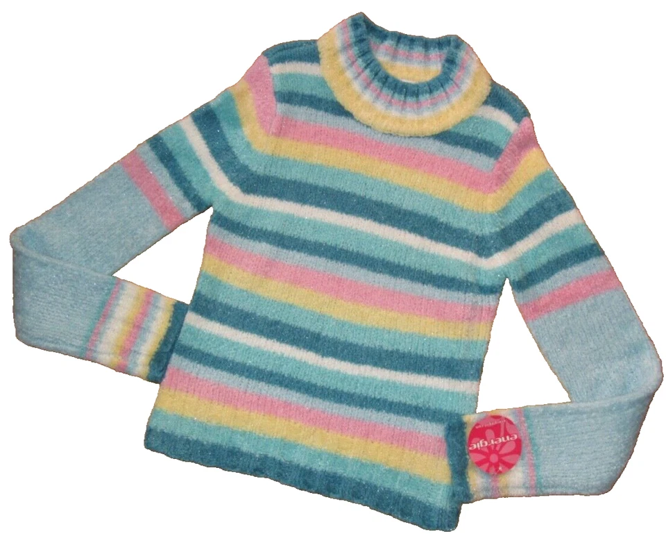 Suéter Energie L Niñas Multi Rayas L/S Cuello Simulado Suave Brillante NUEVO CON ETIQUETAS ¡LINDO! Foto 2 de 3