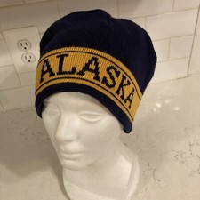 Vintage Arctic Circle Enterprises Alaska Beanie Blue Yellow