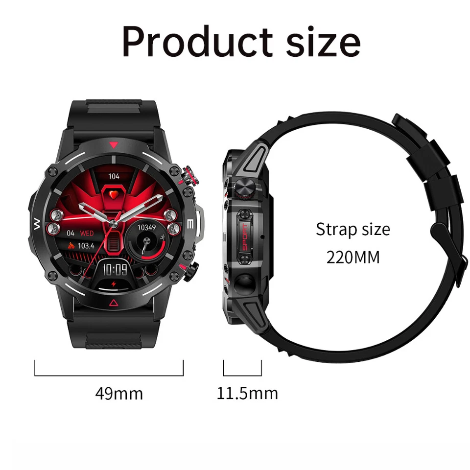 Military Rugged Smart Watch Heart Rate Blood Pressure Fitness Tracker Wristwatch - Image 2 of 4