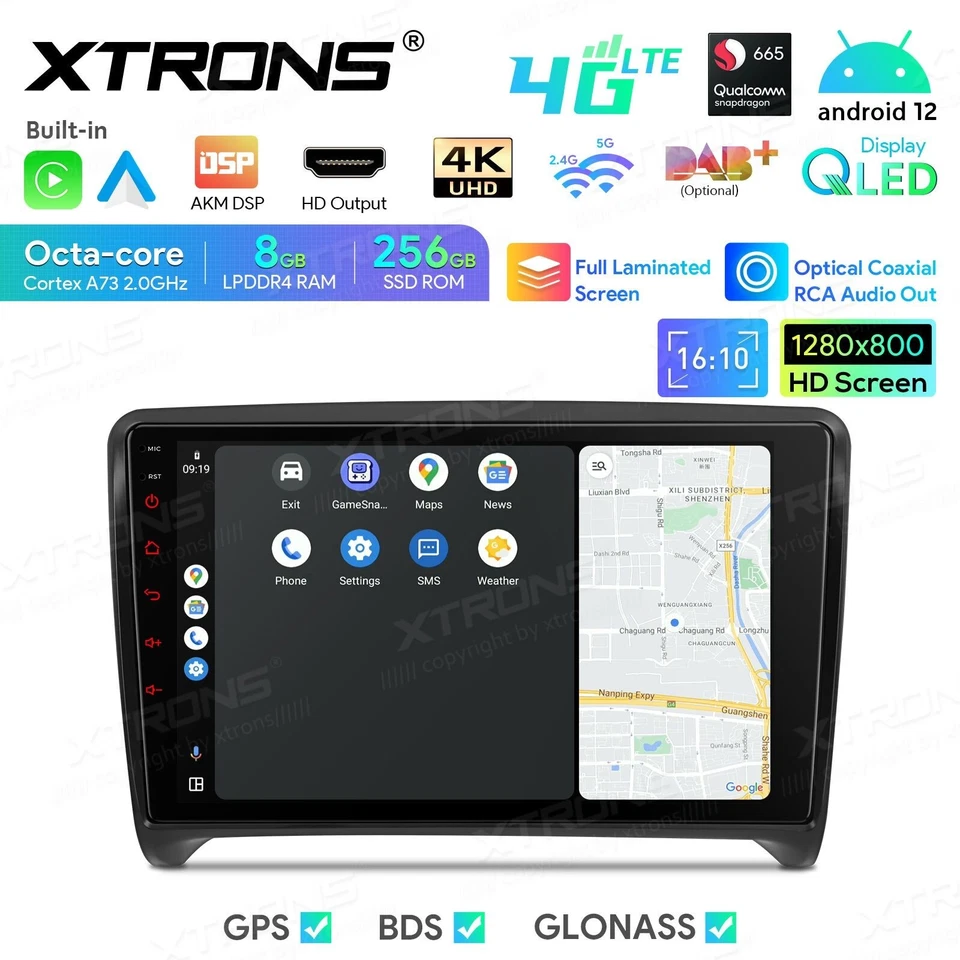 AUTORADIO ANDROID 8/256GB STEREO AUTO 9" AUDI TT MK2 8J 2006-2012 NAVI CARPLAY - Immagine 4 di 4