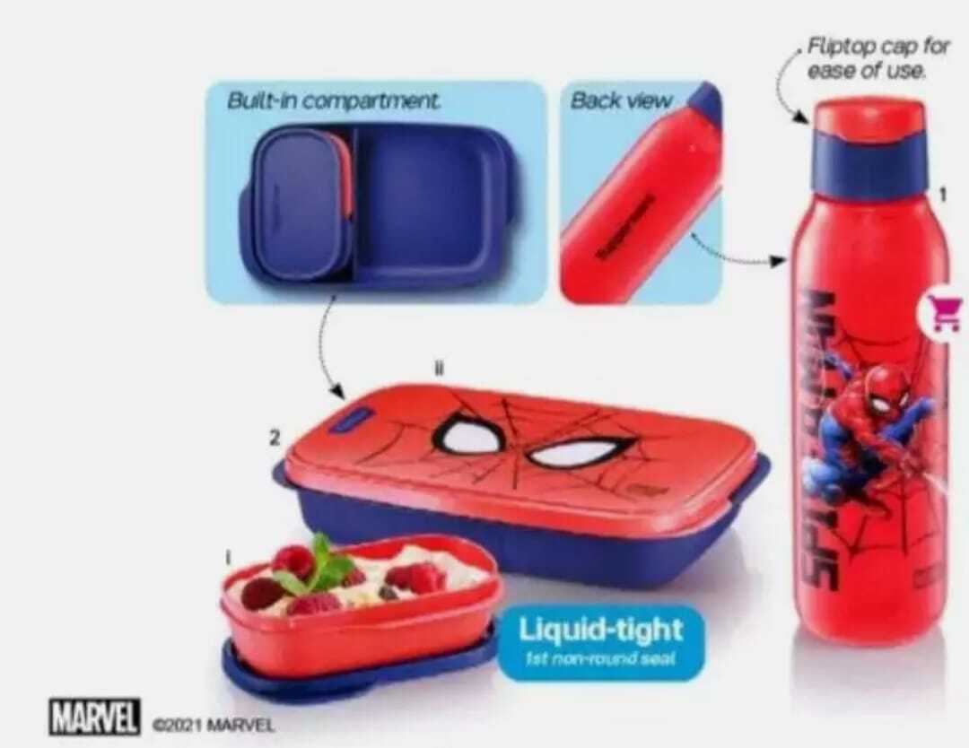 Tupperware Marvel Spider- Man Collectable Set Lunch Box Eco Bottle 