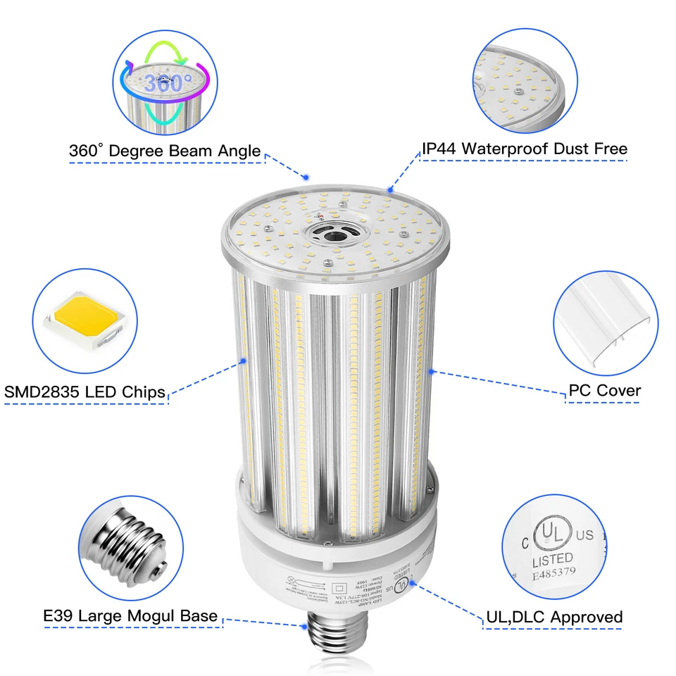 125W 6000K E39 LED Corn Cob Bulb Light Warehouse Garage High Bay Commercial Lamp - Image 4 of 4