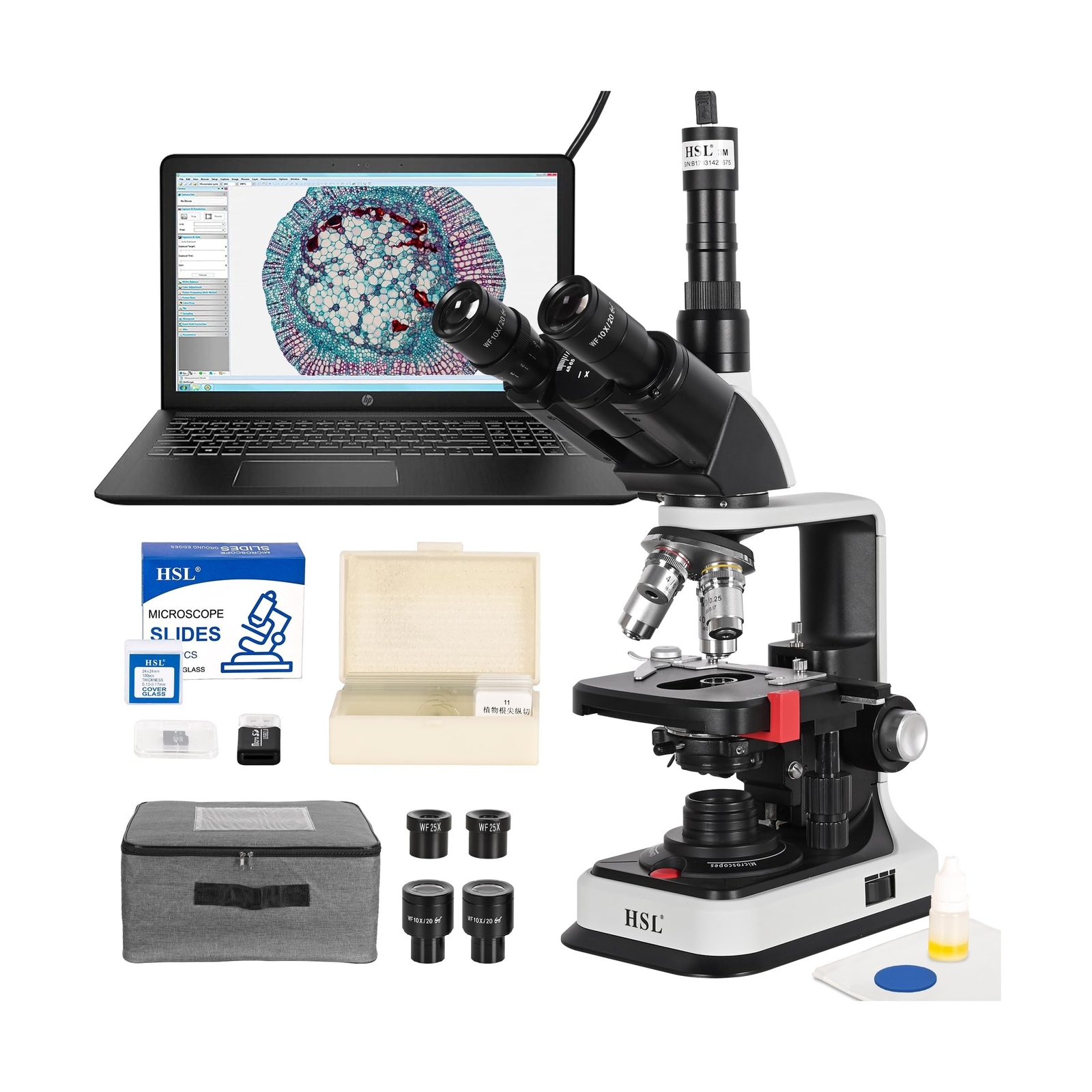 40X-2500X Trinocular Compound Microscope Profesional,3MP Camera ...