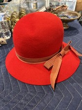 Vintage 100 Wool Hat Neumann Endler Electa Women's Flapper Red Made USA