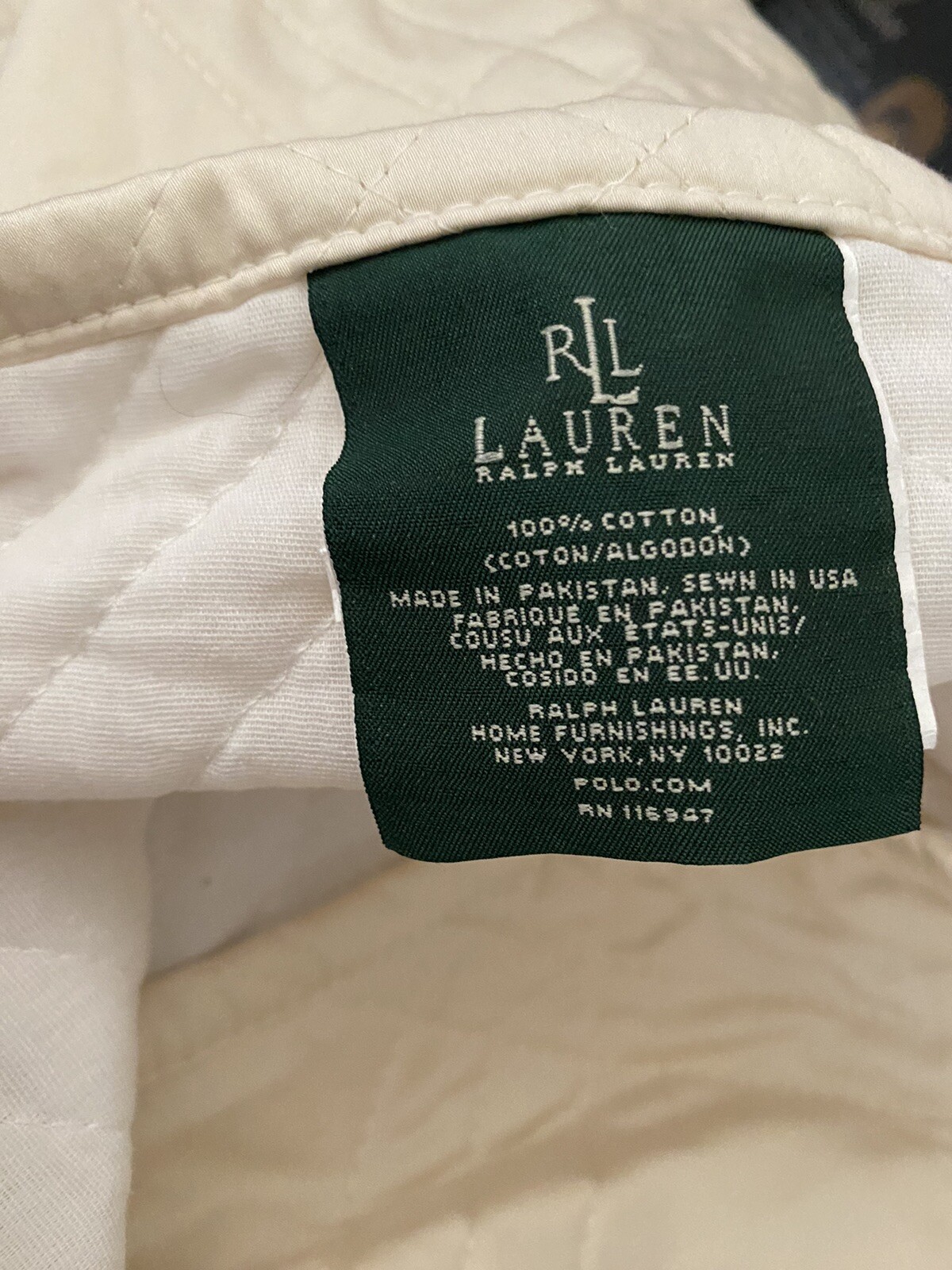 Lauren Ralph Lauren 2 Ivory Quilted Pillow Shams Standard sateen eBay