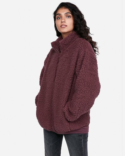 EXPRESS Sherpa Quarter Zip Sweatshirt 