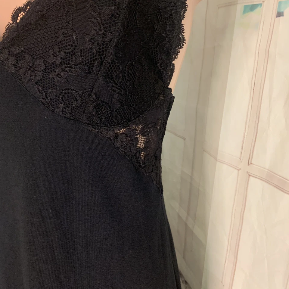 Jones New York Baby-doll Lencería Talla Mediana Vestido Encaje Volantes Negro Encaje Elástico Foto 3 de 4
