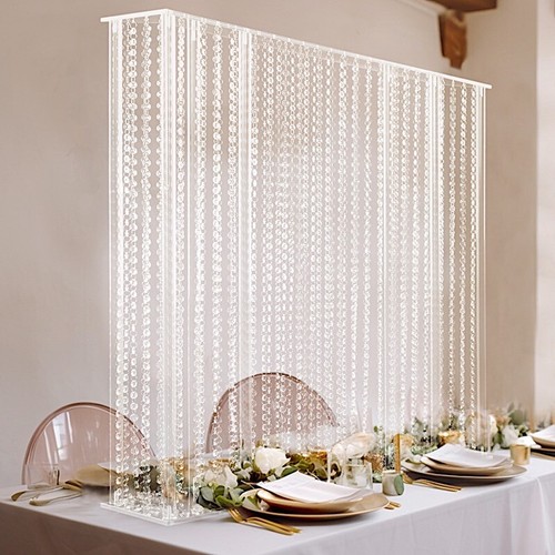 Clear 40x40 in Rectangle Acrylic STAND Hanging Crystal Beads Party Decorations - Picture 2 of 9