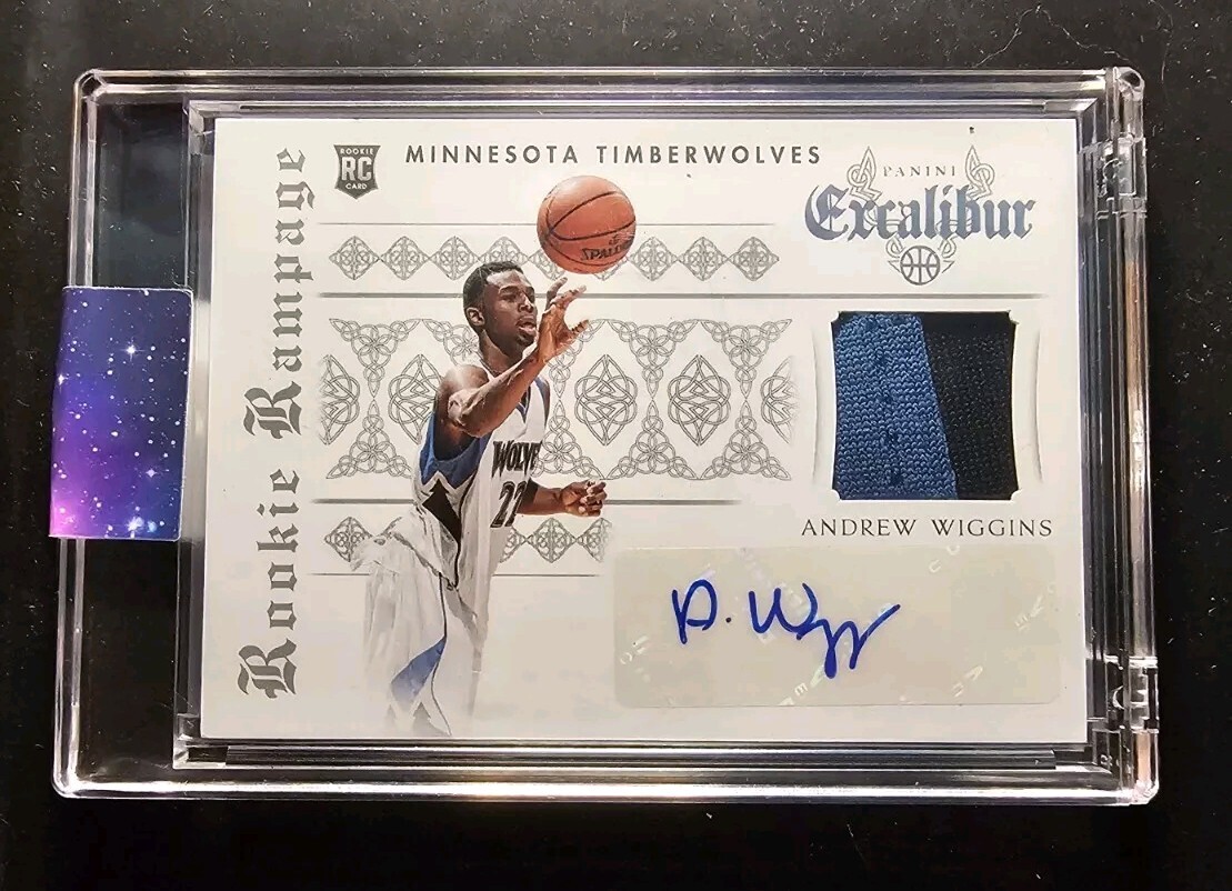 Andrew Wiggins auto Panini Excalibur Rookie Rampage #3 Game Worn RPA (RC)
